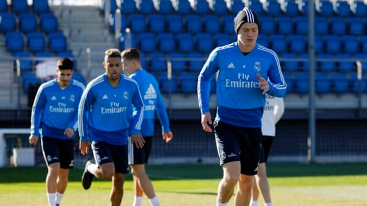 MADRID, SPAIN - JANUARY 15: Toni Kroos of Real Madrid in action during a training session at Valdebebas training ground on January 15, 2019 in Madrid, Spain. (Photo by Angel Martinez/Real Madrid via Getty Images)