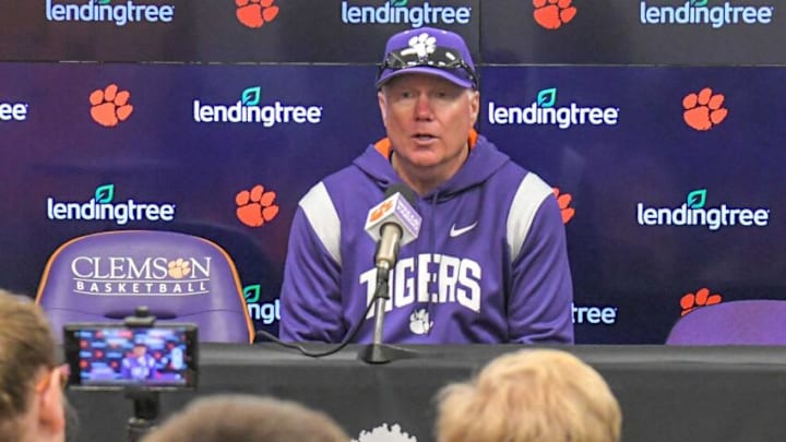 Clemson head coach John Rittman talks with media in Clemson Feb 4. The team finished playing the Clemson softball Orange vs Purple scrimmage at McWhorter Stadium and prepare for the 2023 season, including the home opener Feb. 17.Clemson Softball Orange Vs Purple Scrimmage