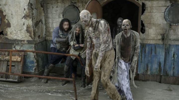 Khary Payton as Ezekiel, Cooper Andrews as Jerry - The Walking Dead _ Season 10, Episode 1 - Photo Credit: Gene Page/AMC