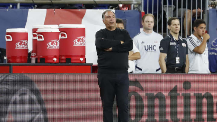 FOXBOROUGH, MA - AUGUST 24: New England Revolution sporting director and head coach Bruce Arena watches from the coaches box during a match between the New England Revolution and the Chicago Fire on August 24, 2019, at Gillette Stadium in Foxborough, Massachusetts. (Photo by Fred Kfoury III/Icon Sportswire via Getty Images)