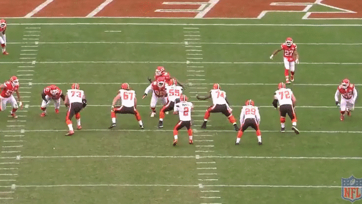 Ford (55) is the OLB on the offense's right side.