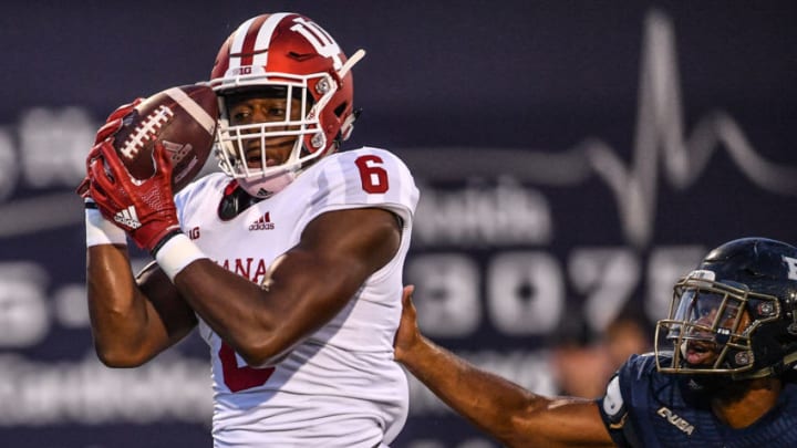 MIAMI, FL - SEPTEMBER 01: Donavan Hale #6 of the Indiana Hoosiers scores a touchdown during the first half against the FIU Golden Panthers at Ricardo Silva Stadium on September 1, 2018 in Miami, Florida. (Photo by Mark Brown/Getty Images)