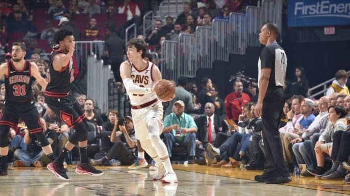 Cleveland Cavaliers wing Cedi Osman looks to pass. (Photo by David Liam Kyle/NBAE via Getty Images)