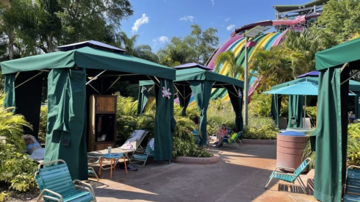 For a price, enjoy semi-private cabanas at Aquatica-themed water parks and have some peace of mind while you enjoy the park. Image courtesy Brian Miller