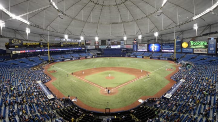 ST. PETERSBURG, FL - AUGUST 29: Texas Rangers and Houston Astros play game one, of a three game series, at Tropicana Field on August 29, 2017 in St. Petersburg, Florida. (Photo by Jason Behnken / Getty Images)