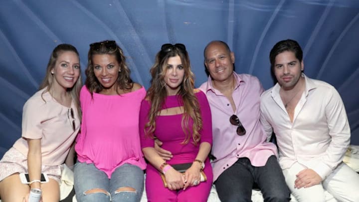 NEW YORK, NY - JULY 08: Dolores Catania (2nd L) Siggy Flicker (C) and Michael Campanella (2nd R) attend the DailyMail.com NYC Boat Party hosted by Swish Beverages for White Girl Rose on July 8, 2017 in New York City. (Photo by Rob Kim/Getty Images for DailyMail.com)