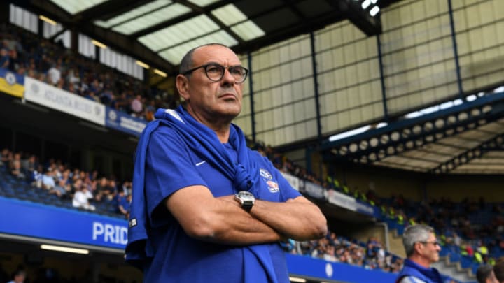 LONDON, ENGLAND - AUGUST 18: Maurizio Sarri, Manager of Chelsea looks on ahead of the Premier League match between Chelsea FC and Arsenal FC at Stamford Bridge on August 18, 2018 in London, United Kingdom. (Photo by Darren Walsh/Chelsea FC via Getty Images)