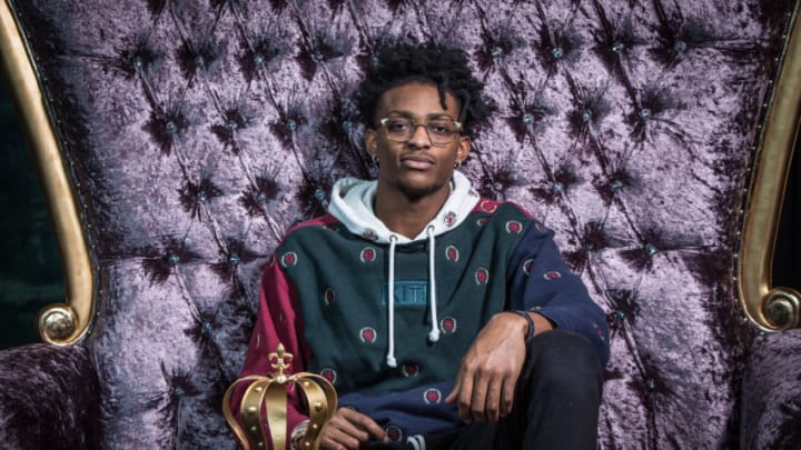 CHARLOTTE NC - FEBRUARY 14: De'Aaron Fox of the Sacramento Kings poses for portraits during the NBAE Circuit as part of 2019 NBA All-Star Weekend on February 14, 2019 at the Sheraton Charlotte Hotel in Charlotte, North Carolina. NOTE TO USER: User expressly acknowledges and agrees that, by downloading and/or using this photograph, user is consenting to the terms and conditions of the Getty Images License Agreement. Mandatory Copyright Notice: Copyright 2019 NBAE (Photo by Michael J. LeBrecht II/NBAE via Getty Images)