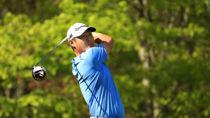 FARMINGDALE, NEW YORK - MAY 16: Danny Lee of New Zealand plays his shot from the 16th tee during the first round of the 2019 PGA Championship at the Bethpage Black course on May 16, 2019 in Farmingdale, New York. (Photo by Mike Ehrmann/Getty Images)