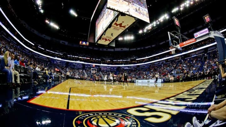 Oct 23, 2015; New Orleans, LA, USA; A general view from the court during the second half of a game between the New Orleans Pelicans and the Miami Heat at the Smoothie King Center. The Pelicans defeated the Heat 93-90. Mandatory Credit: Derick E. Hingle-USA TODAY Sports