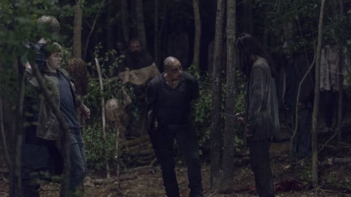 Ryan Hurst as Beta, Matt Lintz as Henry, Samantha Morton as Alpha, Cassady McClincy as Lydia - The Walking Dead _ Season 9, Episode 12 - Photo Credit: Gene Page/AMC
