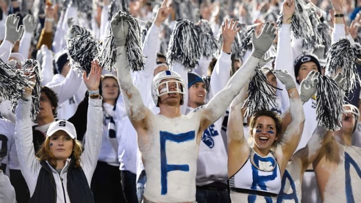 Nov 5, 2016; University Park, PA, USA; Penn State Nittany Lions fans react from the stands against the Iowa Hawkeyes during the second quarter at Beaver Stadium. Mandatory Credit: Rich Barnes-USA TODAY Sports