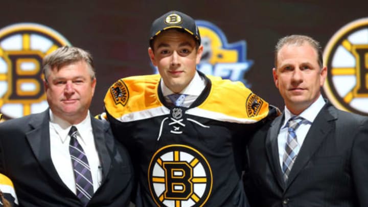 SUNRISE, FL – JUNE 26: Zach Senyshyn poses after being selected 15th overall by the Boston Bruins in the first round of the 2015 NHL Draft at BB