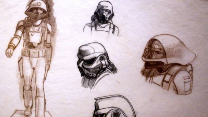 The original designs for the Imperial Stormtroopers by artist Ralph McQuarrie, who would provide concept art throughout the original trilogy.