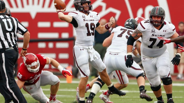 BLOOMINGTON, IN – SEPTEMBER 5: Mark Iannotti #19 of the Southern Illinois Salukis passes the ball against the Indiana Hoosiers at Memorial Stadium on September 5, 2015 in Bloomington, Indiana. Indiana defeated Southern Illinois 48-47. (Photo by Michael Hickey/Getty Images)