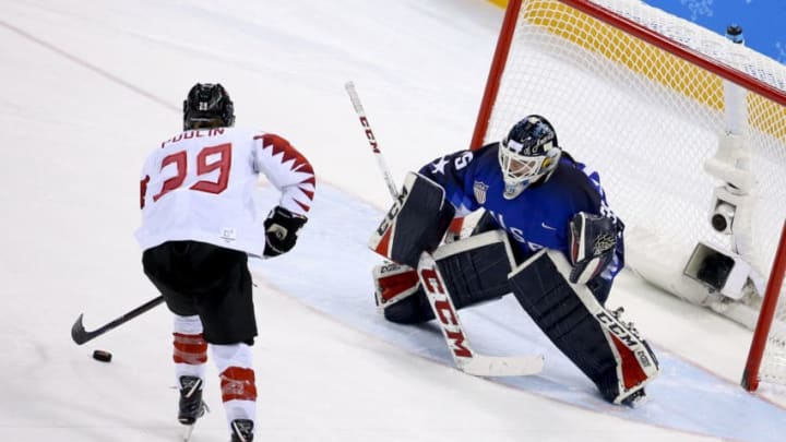 GANGNEUNG, SOUTH KOREA - FEBRUARY 22: Marie-Philip Poulin of Canada shoot is saved by goalkeeper of USA Maddie Rooney during penalty-shot shootout of the Women's Ice Hockey Gold Medal game final between USA and Canada on day thirteen of the PyeongChang 2018 Winter Olympic Games at Gangneung Hockey Centre on February 22, 2018 in Gangneung, South Korea. (Photo by Jean Catuffe/Getty Images)