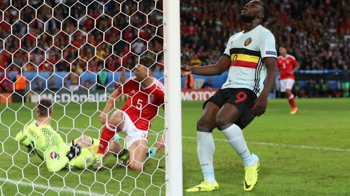 Romelu Lukaku of Belgium disappointed during the UEFA EURO 2016 quarter final match between Wales and Belgium on July 2, 2016 at the Stade Pierre Mauroy in Lille, France.(Photo by VI Images via Getty Images)