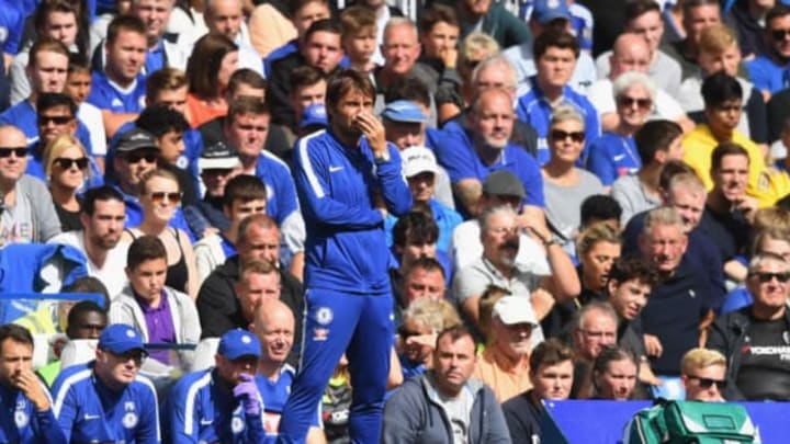 LONDON, ENGLAND – AUGUST 12: Antonio Conte, Manager of Chelsea looks on during the Premier League match between Chelsea and Burnley at Stamford Bridge on August 12, 2017 in London, England. (Photo by Michael Regan/Getty Images)