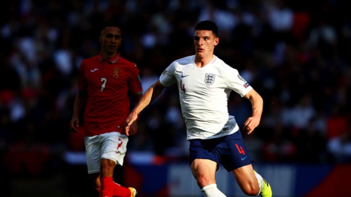 LONDON, ENGLAND - SEPTEMBER 07: Marcelinho of Bulgaria looks on as Declan Rice of England controls the ball during the UEFA Euro 2020 qualifier match between England and Bulgaria at Wembley Stadium on September 07, 2019 in London, England. (Photo by Julian Finney/Getty Images)