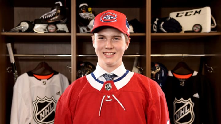 CHICAGO, ILLINOIS - JUNE 24: Cale Fleury, 87th overall pick of the Montreal Canadiens, poses for a portrait during the 2017 NHL Draft at the United Center on June 24, 2017 in Chicago, Illinois. (Photo by Stacy Revere/Getty Images)
