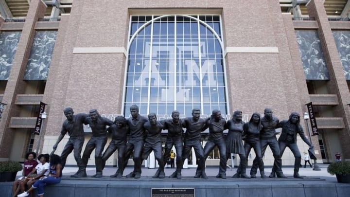 Oct 3, 2015; College Station, TX, USA; A general view of the Texas A&M University Aggies War Hymn Monument before the game between the Texas A&M Aggies and the Mississippi State Bulldogs at Kyle Field. Mandatory Credit: Soobum Im-USA TODAY Sports