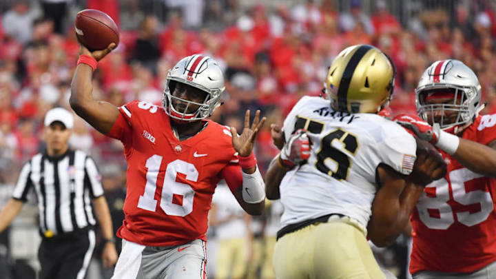 COLUMBUS, OH - SEPTEMBER 16: Quarterback J.T. Barrett