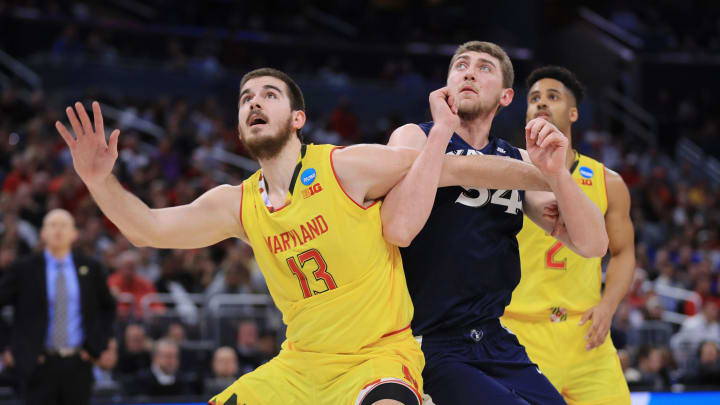ORLANDO, FL – MARCH 16: Ivan Bender #13 of the Maryland Terrapins and Sean O’Mara #54 of the Xavier Musketeers battle for position during a free throw in the second half during the first round of the 2017 NCAA Men’s Basketball Tournament at Amway Center on March 16, 2017 in Orlando, Florida. (Photo by Mike Ehrmann/Getty Images)