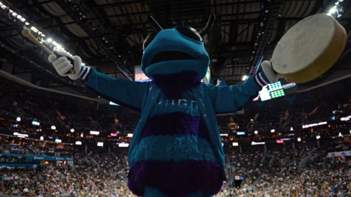 CHARLOTTE, USA - APRIL 8: Mascot Hugo of Charlotte Hornets during the NBA match between Boston Celtics vs Charlotte Hornets at the Spectrum arena in Charlotte, NC, United States on April 8, 2017. (Photo by Peter Zay/Anadolu Agency/Getty Images)