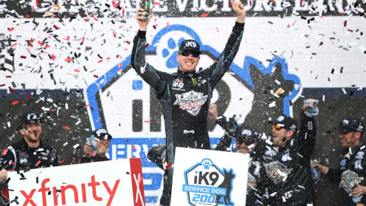 AVONDALE, AZ - MARCH 09: Kyle Busch, driver of the #18 Extreme Concepts/iK9 Toyota, celebrates in Victory Lane after winning the NASCAR Xfinity Series iK9 Service Dog 200 at ISM Raceway on March 9, 2019 in Avondale, Arizona. (Photo by Stacy Revere/Getty Images)
