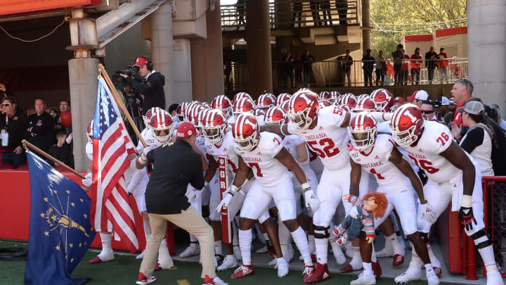 LINCOLN, NE – OCTOBER 26: The Indiana Hoosiers get ready to take the field against the Nebraska Cornhuskers at Memorial Stadium on October 26, 2019 in Lincoln, Nebraska. (Photo by Steven Branscombe/Getty Images)