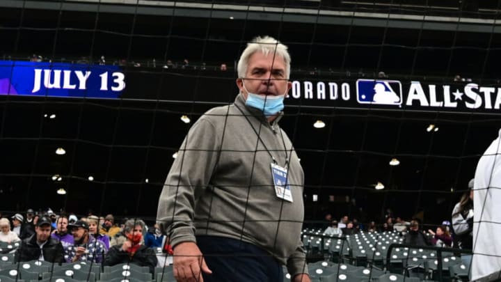 May 16, 2021; Denver, Colorado, USA; Colorado Rockies interim general manager Bill Schmidt before the game against the Cincinnati Reds at Coors Field. Mandatory Credit: Ron Chenoy-USA TODAY Sports