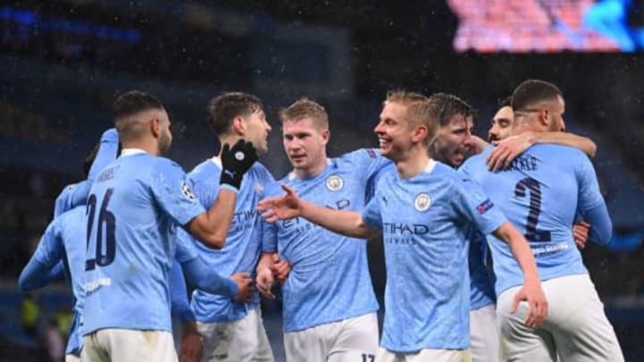 Manchester City players celebrates