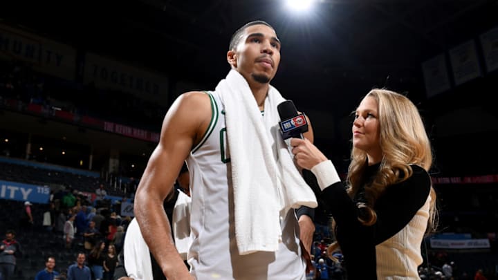 Boston Celtics forward Jayson Tatum postgame interview.