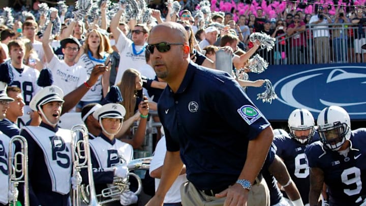 STATE COLLEGE, PA - SEPTEMBER 27: James Franklin takes the field with the Penn State Nittany Lions against the Northwestern Wildcats at Beaver Stadium on September 27, 2014 in State College, Pennsylvania. (Photo by Justin K. Aller/Getty Images)