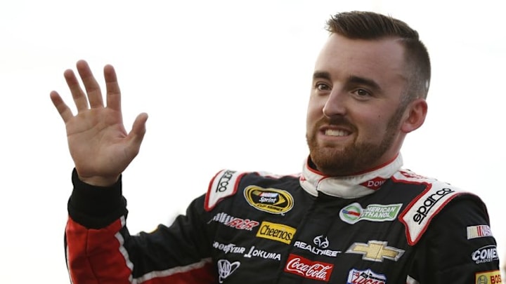 Sep 10, 2016; Richmond, VA, USA; Sprint Cup Series driver Austin Dillon (3) waves to the fans during driver introductions prior to during the Federated Auto Parts 400 at Richmond International Raceway. Mandatory Credit: Amber Searls-USA TODAY Sports
