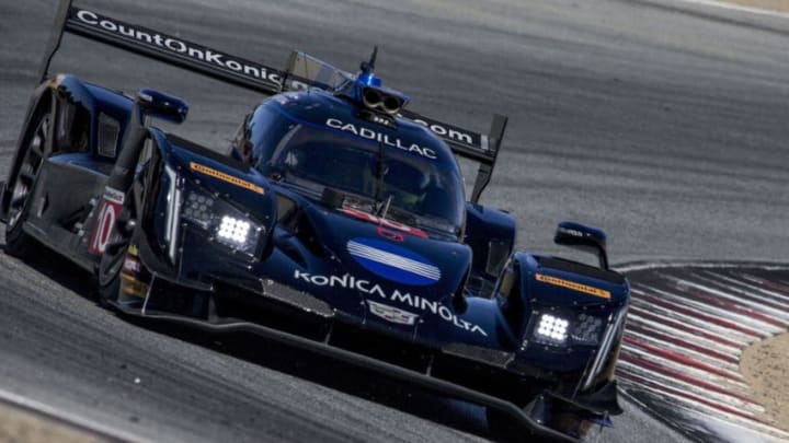 MONTEREY, CA - SEPTEMBER 07: The #10 Cadillac DPi, of Renger van der Zande of the Netherlands, and Jordan Taylor races on the track during practice for the America Tires 250 IMSA WeatherTech Series race at Mazda Raceway Laguna Seca on September 7, 2018 in Monterey, California. (Photo by Brian Cleary/Getty Images)