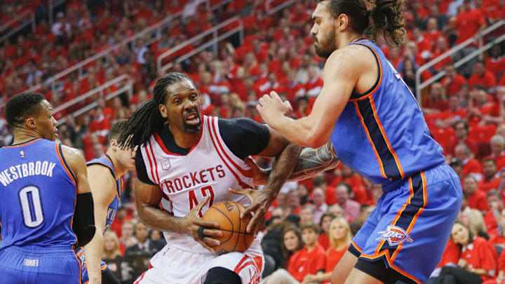 HOUSTON, TX - APRIL 25: during Game Five of the Western Conference Quarterfinals game of the 2017 NBA Playoffs at Toyota Center on April 25, 2017 in Houston, Texas. NOTE TO USER: User expressly acknowledges and agrees that, by downloading and/or using this photograph, user is consenting to the terms and conditions of the Getty Images License Agreement. (Photo by Bob Levey/Getty Images)