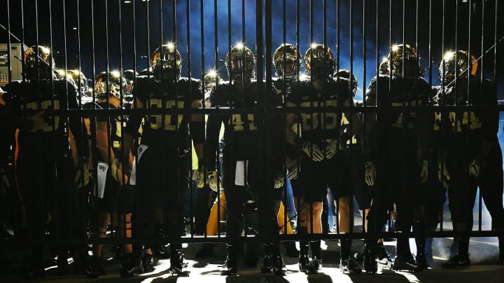 WINSTON SALEM, NC – NOVEMBER 18: The Wake Forest Demon Deacons wait to take the field against the North Carolina State Wolfpack at BB&T Field on November 18, 2017 in Winston Salem, North Carolina. (Photo by Mike Comer/Getty Images)