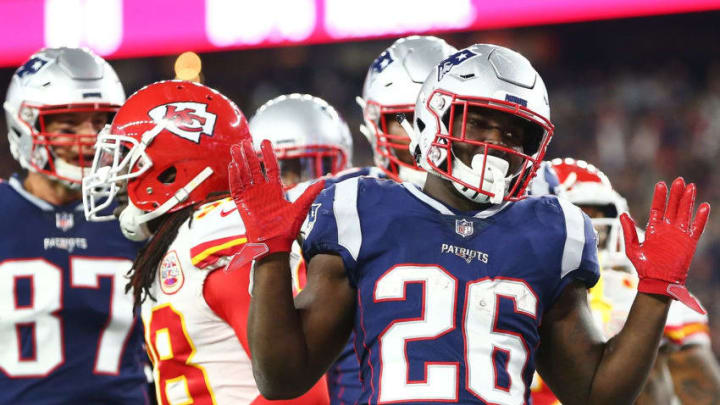 FOXBOROUGH, MA - OCTOBER 14: Sony Michel #26 (Photo by Adam Glanzman/Getty Images)