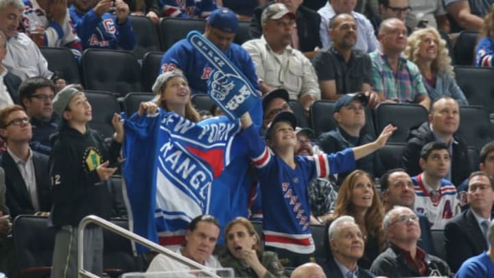 NEW YORK, NY – OCTOBER 10: Fans of the New York Rangers cheer in the third period against the St. Louis Blues at Madison Square Garden on October 10, 2017 in New York City. (Photo by Jared Silber/NHLI via Getty Images)