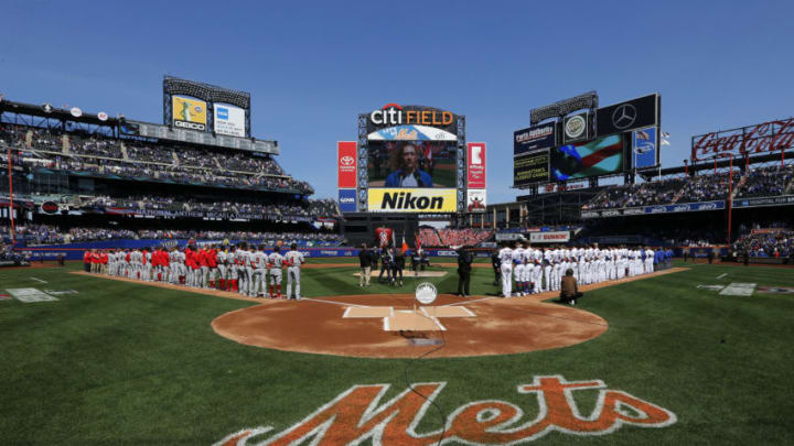 New York Mets logo at Citi Field (Photo by Jim McIsaac/Getty Images)