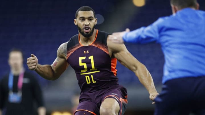 INDIANAPOLIS, IN - MARCH 03: Defensive lineman Montez Sweat of Mississippi State works out during day four of the NFL Combine at Lucas Oil Stadium on March 3, 2019 in Indianapolis, Indiana. (Photo by Joe Robbins/Getty Images)