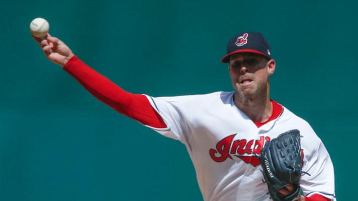 CLEVELAND, OH - SEPTEMBER 05: Starting pitcher Corey Kluber #28 of the Cleveland Indians pitches against the Kansas City Royals during the first inning at Progressive Field on September 5, 2018 in Cleveland, Ohio. (Photo by Ron Schwane/Getty Images)