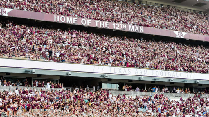 September 3, 2016: Texas A&M Aggies fans during the UCLA Bruins vs Texas A&M Aggies game at Kyle Field, College Station, Texas. (Photo by Daniel Dunn/Icon Sportswire via Getty Images)