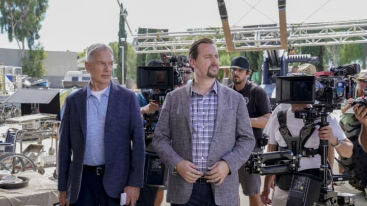 "Someone Else's Shoes" -- The NCIS team links a bizarre crime scene at Arlington National Cemetery to a string of attacks on homeless veterans. Also, Vance orders McGee, Bishop and Torres to complete hours of evidence garage cleanup duty for withholding information, on NCIS, Tuesday, Oct. 15 (8:00-9:00 PM, ET/PT) on the CBS Television Network. Pictured: Mark Harmon as NCIS Special Agent Leroy Jethro Gibbs, Sean Murray as NCIS Special Agent Timothy McGee. Photo: Cliff Lipson/CBS ©2019 CBS Broadcasting, Inc. All Rights Reserved