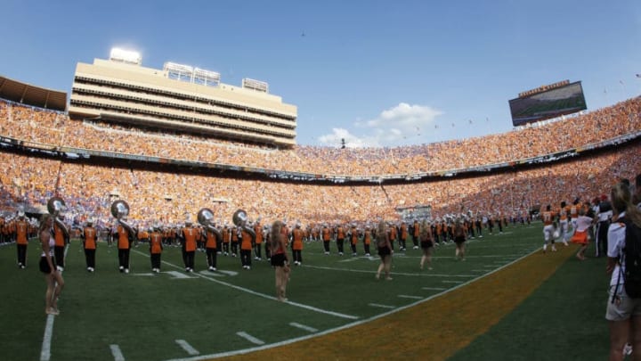 KNOXVILLE, TN - SEPTEMBER 15: A view of the inside of Neyland Stadium during a game between the Florida Gators and Tennessee Volunteers on September 15, 2012 in Knoxville, Tennessee. (Photo by John Sommers II/Getty Images)