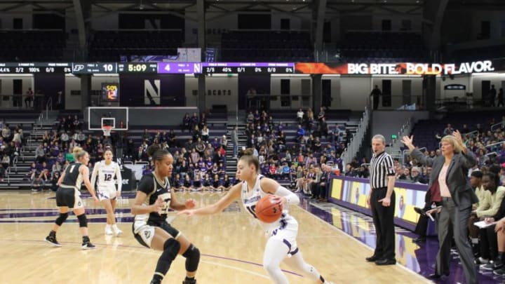 Northwestern’s Lindsey Pulliam drives towards the basket against Purdue on Jan. 12 (Photo courtesy of Andy Brown)