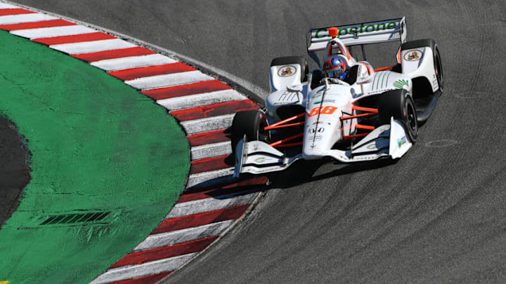 MONTEREY, CALIFORNIA - SEPTEMBER 19: Colton Herta #88 of United States and Capstone Turbine Honda drives through the Corkscrew turn during testing for the Firestone Grand Prix of Monterey at WeatherTech Raceway Laguna Seca on September 19, 2019 in Monterey, California. (Photo by Robert Reiners/Getty Images)