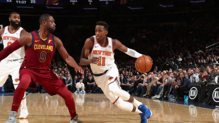 NEW YORK, NY - NOVEMBER 13: Frank Ntilikina #11 of the New York Knicks handles the ball against the Cleveland Cavaliers on November 13, 2017 at Madison Square Garden in New York City, New York. Copyright 2017 NBAE (Photo by Nathaniel S. Butler/NBAE via Getty Images)