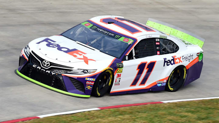 MARTINSVILLE, VIRGINIA - OCTOBER 26: Denny Hamlin, driver of the #11 FedEx Freight Toyota, practices for the Monster Energy NASCAR Cup Series First Data 500 at Martinsville Speedway on October 26, 2019 in Martinsville, Virginia. (Photo by Jared C. Tilton/Getty Images)